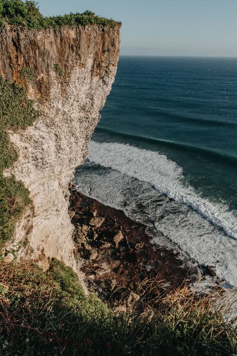 Steep Uluwatu cliff face above the ocean